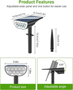 Solar Spot Lights Outdoor, Solar Lights Outdoor Waterproof IP65, 3 Brightness Modes Dusk to Dawn Landscape Spotlights for Yard Garden Pathway Tree Decoration, Cool White, 1 Pack