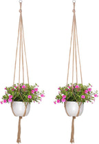 EBOOT 2 Pack 48 Inch Large Macrame Plant Hanger Rope to Hang Flower Pot Plant Holder for Indoor Outdoor Decorations, 4 Legs (Linen Color)