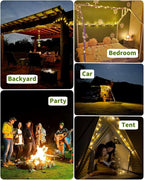 String Lights for Camping, Solar Powered, 150 Warm White LEDs