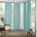 Elrene Home Fashions Matine Weatherproof Tab-Top Indoor/Outdoor Solid Color Curtain Panel for Porch, Pergola, Patio, Deck, 52”W x 108”L, Mineral