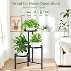 3 Tier Metal Corner Plant Stand Indoor Outdoor, Heightened widened 30'' Tall Multiple Flower Pot Display Holder, Iron Plant Rack Organizer for Living Room Garden Patio Balcony Office (black)