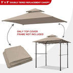 Eurmax USA High Performance Grill Gazebo Canopy Replacement Cover 5x8 BBQ Shelter Top（Beige