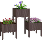 Outsunny Plastic Raised Garden Bed with Legs, Self Watering Elevated Planter Boxes with Drainage Holes and Plugs, Easy Assembly Outdoor Planter Box for Patio Yard Balcony, Vegetables, Flowers, Herbs