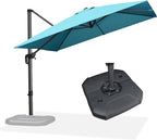 PURPLE LEAF Cantilever Umbrella with Base 9 Feet Patio Outdoor Aluminum Offset Umbrella with 360-degree Rotation for Garden Deck Pool Patio Turquoise Blue