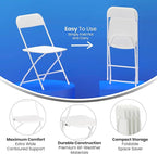 Flash Furniture Hercules Series Big & Tall Stackable Plastic Folding Chairs, Extra Wide Commercial Event Seats, Set of 4, White