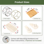 IRYL Wall Planter for Indoor Plants - Ceramic Wall Hanging Planter Set with Bamboo Tray & Hooks - Decorative Wall Plant Holder - Modern Wall Planters for Vertical Garden Home Decor - Golden