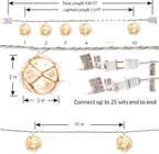 Indoor String Lights with 10 Clear Nautical Fish Float Balls, 9.83 ft