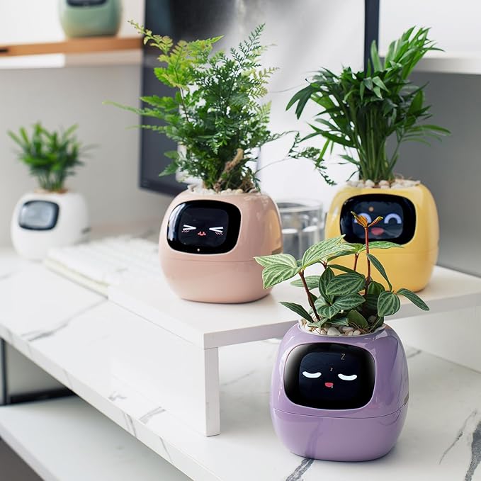 Yellow Plastic Smart Planter with Automated Watering and App Control