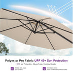 PURPLE LEAF 10 Feet Patio Umbrella with Base and Cover Round Outdoor Cantilever Umbrella Aluminum Offset Umbrella with 360-degree Rotation for Garden Deck Pool Patio Beige