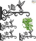 4-Pack Aesthetic Plant Hangers Outdoor – 10 Inch Metal Hanging Plant Bracket with Beautiful Hummingbird Pattern – Anti Rust Plant Hooks for Hanging Plants, Bird Feeder, Windchime, Lantern