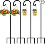 FEED GARDEN 48 Inch Small Shepherd Hooks for Outdoor, Garden Hook for Lanterns, Sheperd Hooks for Hanging Plants, Bird Feeders, Solar Lights, Mason Jars, Weddings Decor, 4 Pack