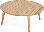 Christopher Knight Home Lalina Outdoor Coffee Table, Acacia Wood Accent Table with Slatted Panel Design, Round Patio Table for Garden Porch Balcony, Low Maintenance Outdoor Furniture, Natural