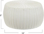 Resin Wicker Storage Stool or Side Table, White