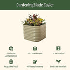 32" Extra Tall Raised Garden Bed Kits, 3.5 x 3.5 x 2.7ft Raised Planter Box Outdoor, 2 x 5 x 2.7ft Deep Root 4 in 1 Modular Metal Raised Beds for Gardening Vegetables Flowers Fruits - Sky Blue