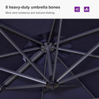 PURPLE LEAF 9'×11.5' Cantilever Patio Umbrella with Base Rectangle Offset Outdoor Umbrella Cover with Zipper for Garden Deck Pool Navy Blue