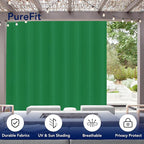 PureFit Outdoor Curtains for Patio Waterproof Weatherproof, UV Resistant Outside Curtains for Gazebo, Front Porch, Pergola, Sun Blocking Privacy Curtain, 100W x 95L inch, 1 Panel, Green