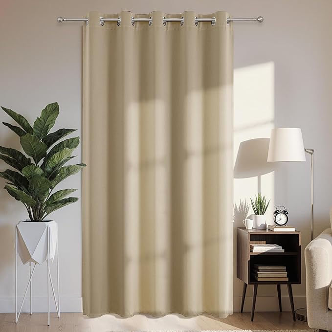 Blackout Patio Sliding Door Curtains – Light Beige, 70Wx90L, 1 Panel