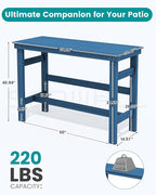 SERWALL 41" Outdoor Bar Table, HDPE Patio Bar Counter Height Table, All Weather Adirondack Outdoor Bar Height Table, Rectangle Patio Bar Table for Outside, Garden, Backyard, Balcony, Poolside, Blue