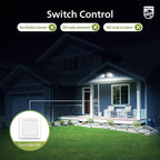 Philips 44W 3500LM ‌LED Security Flood Light‌ ‌Outdoor‌，Switch Controlled Aluminum ‌Security Light‌, 2 Adjustable Heads，5000K Daylight，Wet Location for Patio, Garden, Yard Lights