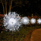JJGoo Solar Firework Lights, 2 Pack 135 LEDs 2 Lighting Modes Solar Lights Outdoor Waterproof for Garden Patio Walkway Pathway Party Wedding Christmas Decorative - White