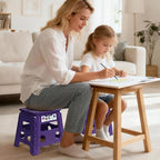 Delxo Folding Step Stool, 13 inch Non-Slip Foldable Stools Up to 300 LBS, Step Stool with Handle, Lightweight for Kitchen, Bathroom, Bedroom, Garden, Purple, 1PC