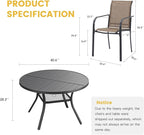 VICLLAX Patio Table and Chair Set of 4, All Weather Metal Round Outdoor Dining Furniture Set-40.6" Round Outdoor Table and Chairs, Black Tabletop