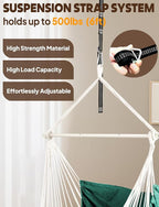 Chihee Hammock Chair Hanging Swing Max 500 Lbs 2 Cushions Included Metal Spreader Bar with Anti-Slip Grooves Portable Hanging Chair Side Pocket Large Macrame Bohemian Chair Indoor Outdoor