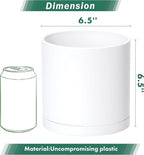 Planters 2 Pack 6.5 Inch Matte White Modern Plastic Pots with Saucers