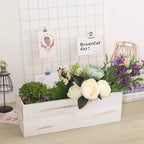 Efavormart 18"x6" Whitewash Wood Planter Box with Plastic Liner, DIY Rustic Rectangle Wooden Box for Succulents, Wedding Table Centerpieces and Farmhouse Party Decor