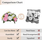 Artificial Rose Flower Ball Centerpieces, Pink & White Silk with Zip Ties