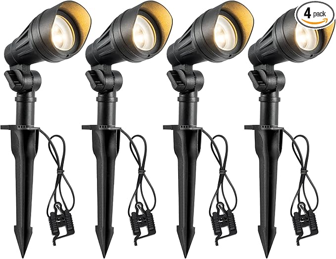EDISHINE Low Voltage LED Landscape Lights with 35° Beam Angle, 3.2W 240LM 3000K Outdoor Landscape Lighting, CRI 80, Waterproof SpotLights for Trees, House, Yard, Garden, ETL Listed, 4 Pack