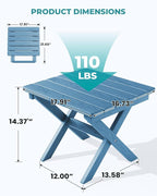 Side Table, Folding Navy Wood-Textured HDPE, 110 lb Capacity