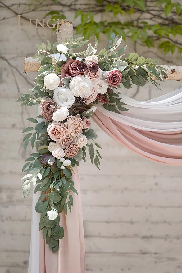 Artificial Flowers Wedding Arch Kit, Dusty Rose Mauve, 4 Pieces