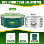 17" Tall Elevated Round Metal Rised Garden Bed- 4'x4' in Size and 0.8MM Thick Durable Planter Box for Vegetables Flowers Succulent at Patio/Garden Outdoor (Dark Green, 4FT Diameter)