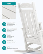 SERWALL Outdoor Rocking Chair Set of 6, Patio Rocking Chair Sets, HDPE Rocking Chair for Adults, White