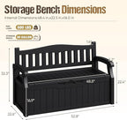 80-Gallon Outdoor Storage Bench, Waterproof Deck Box with Lockable Lid, Dark Black