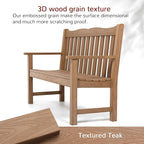 Stoog Oversized All-Weather Garden Bench & Chairs Set, 3-Piece Patio Furniture Set, Include 2 Chairs and 1 Garden Bench, for Porch, Backyard, Lawn, Pool and Deck, Teak