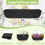 Riare 4 Pack 36 Inch Black Fabric Window Box Liners- Felt Square Trough Planter Basket Liners Replacement, Non-Woven Hanging Flower Plant Box Liner for Outdoor Plants Garden Fence- Avoid Birds Nesting
