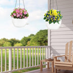 10 inch Hanging Planters for Indoor Plants, 3 Pack Self-Watering Hanging Planter Pots with Chain and Drainage Holes, Outdoor Plastic Hanging Baskets for Garden Home Decor (White, 3pcs/10inch)
