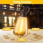 100FT Solar String Lights Outdoor Waterproof with Remote & Timer, LED Shatterproof ST38 Bulbs, USB & Solar Powered Patio Lights for Backyard, Porch, Garden, Wedding, Christmas Decor