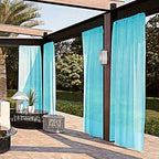 SpaceDresser Waterproof Outdoor Sheer Curtains for Patio - 2 Panels Rod Pocket Indoor Voile Sheer Curtain for Living Room,52W x 84L inch, Aqua