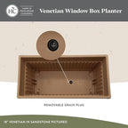 The HC Companies 30 Inch Venetian Window Planter Box with Drainage Plug, Lightweight UV-Resistant Plastic Indoor & Outdoor Planters, 2-Pack Flower Box for Garden & Home Decor, Warm Gray