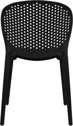 2xhome Set of 3 Patio Dining Chairs | Modern Stackable Outdoor Pool Side Chair | Weather Resistant Plastic for Yard, Porch, Balcony, Kitchen, Black