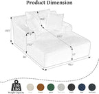 66" Chaise Lounge Chair Indoor, Oversized Boneless Couch Comfy Upholstered Sleeper Sofa Bed with 3 Pillows, Corduroy Cloud Reading Chair for Living Room No Assembly Required, Light Grey