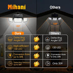 MIHANI Solar Flood Lights Outdoor, 2500LM Motion Sensor Security Lights with 270° Wide Angle, IP65 Waterproof, 3 Heads Solar Outdoor Lights for Patio, Yard, House, Garage (Non-Remote, 2 Pack)
