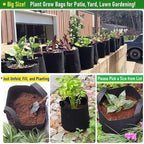 3-Pack 50 Gallon Thickened Plant Grow Bags Large (30x16 in) Heavy Duty Fabric Plant Pots Garden Bag for Potato,Tomato Planter,Herbs Veggies Planting,Flower Pots,Barrel Planter,Leaf Bag,Yard Waste Bags