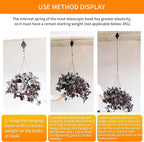 6PCS Retractable Hanging Plant Pulley Hook - Adjustable for Flower Baskets, Plant Pots, Bird Feeders（6PCS Black）
