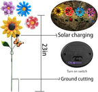 4 Pack Outdoor Solar Lights,Outdoor Waterproof Metal Art Stick Flowers,Garden Decor for Women Mom Grandma Halloween Hanging Metal Stakes Lights for Garden,Lawn,Patio