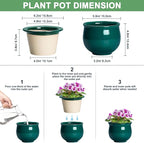 6 Inch Self Watering Plant Pots, Ceramic African Violet Pot with Absorbent Inner Pot, Easy Self Watering Pots for Indoor Plants, Ceramic Planter, Room Decor, Plant Lover Gifts, Blackish Green
