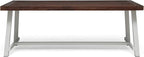 Outdoor Eight Seater Iron Dining Table, Dark Brown and White Finish